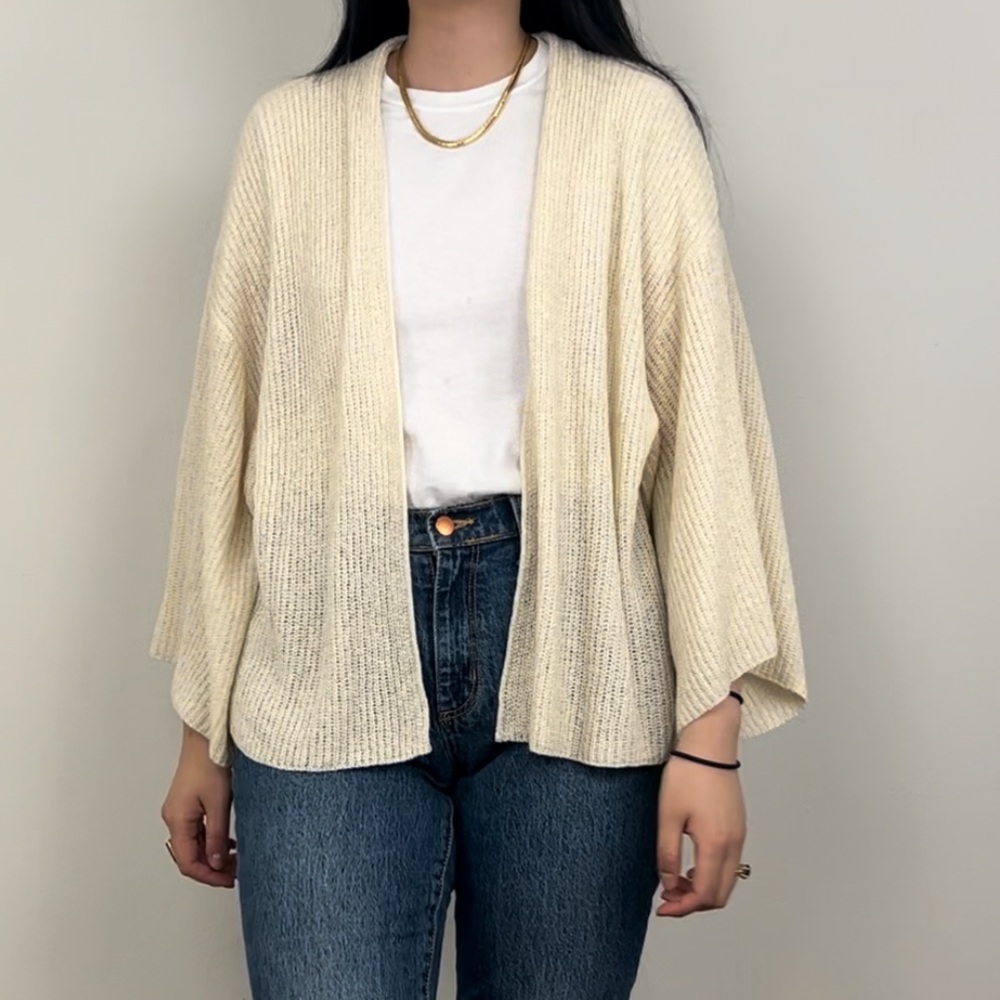 Anthropologie Cream Loose Weave Kimono Cardigan